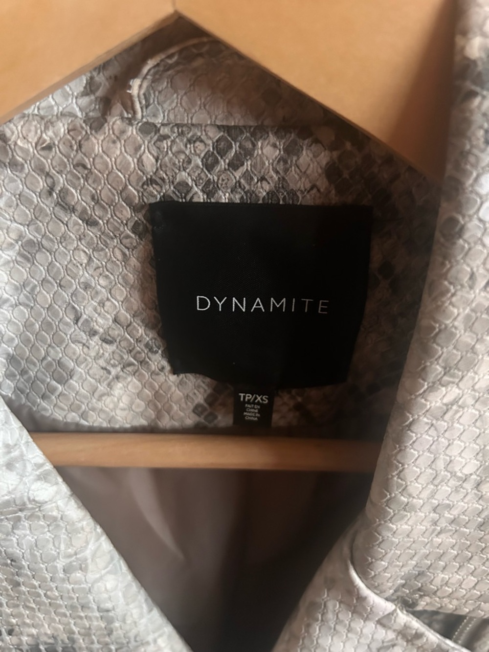 Dynamite Snake-Print Faux Leather Moto Jacket - Gray - Picture 4 of 4